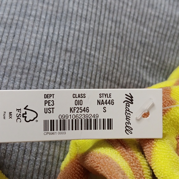 Madewell Striped Terry Pullover Bikini Top Size Small NWT - Picture 6 of 7